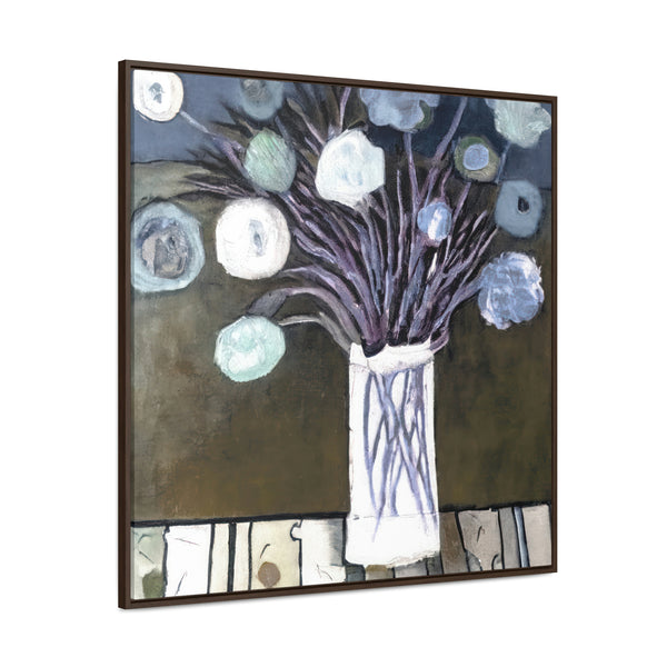 Floral Painting,  Muted Tones  Art, Ai Generated, 128 Gallery Canvas Wraps, Square Frame