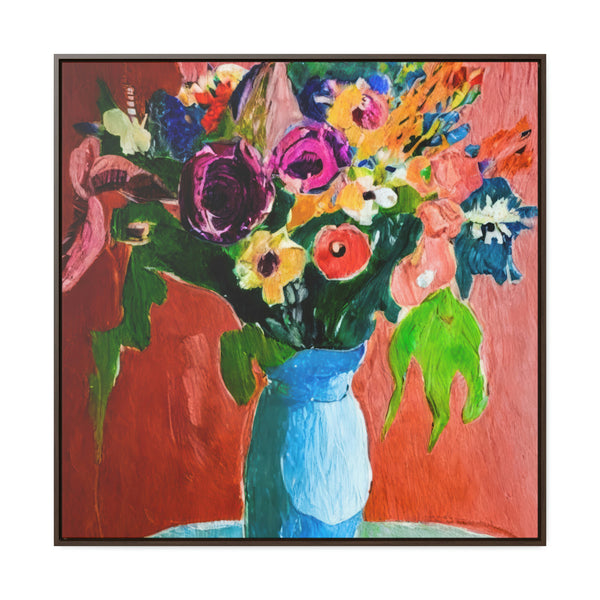 Floral Painting,   Art, Ai Generated, 4 Gallery Canvas Wraps, Square Frame