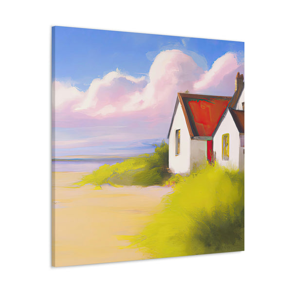 Ai-Generated Coastal Comfort II : Colorful Summer Seaside Cottage Wall Decor