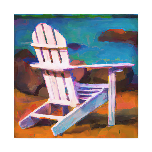Ai-Generated Coastal Charm: Soothing Beachside Adirondack Beach Chair Wall Decor