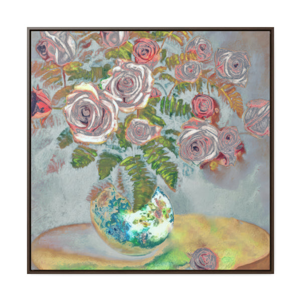 Muted Tones Floral Painting,   Art, Ai Generated, 144 Gallery Canvas Wraps, Square Frame